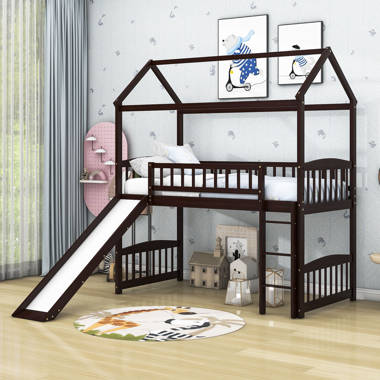 Double loft bed with hot sale slide